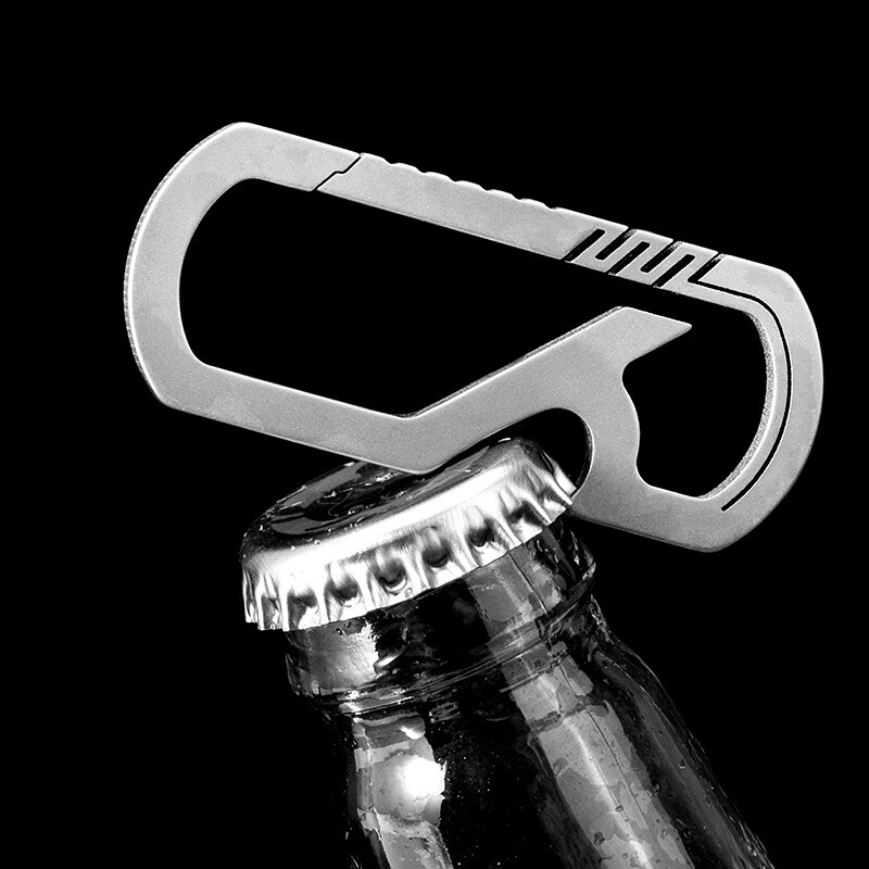 Titanium Keychain Bottle Opener Carabiner Key Ring Outdoor Travel EDC Multi Tool