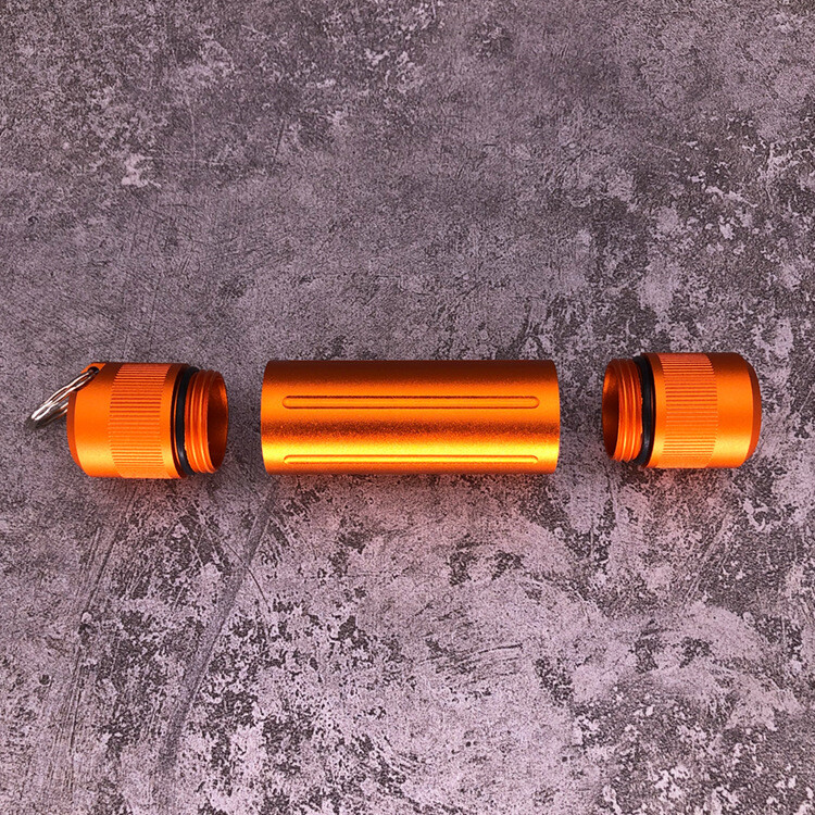 Outdoor EDC Aluminium Alloy Waterproof Case Pill Box Keychain Pendant Storage