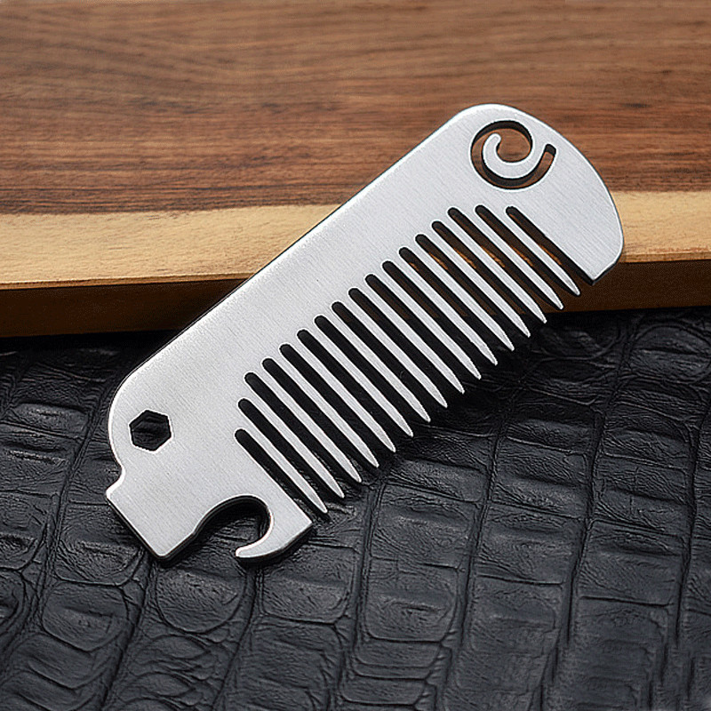 EDC 304 Stainless Steel Multi Tool Comb Bottle Opener Wrench Pocket Massage Comb