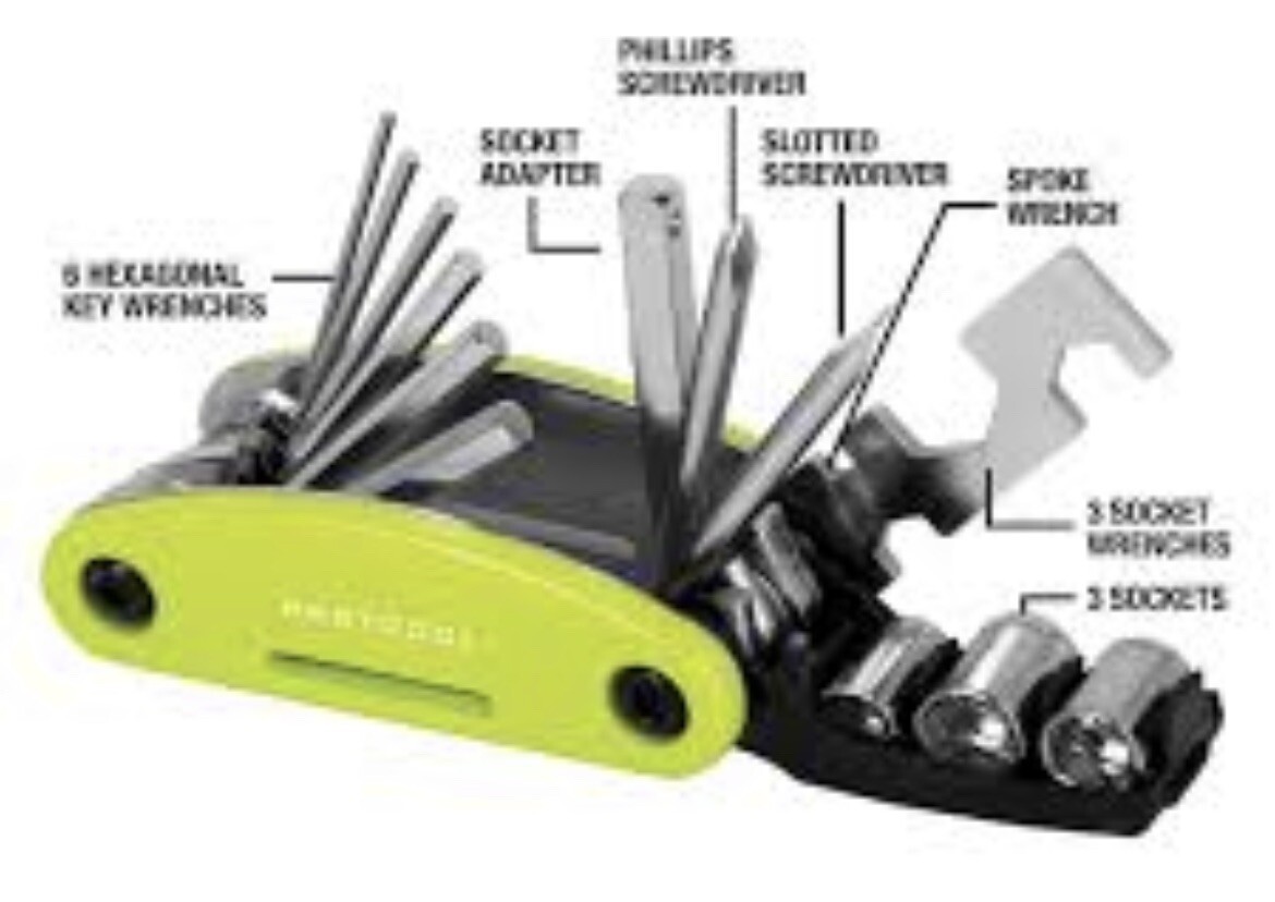 Protocol Wheel Handy Bicycle Multi Tool Neon Green New 15 Functions Nylon Case