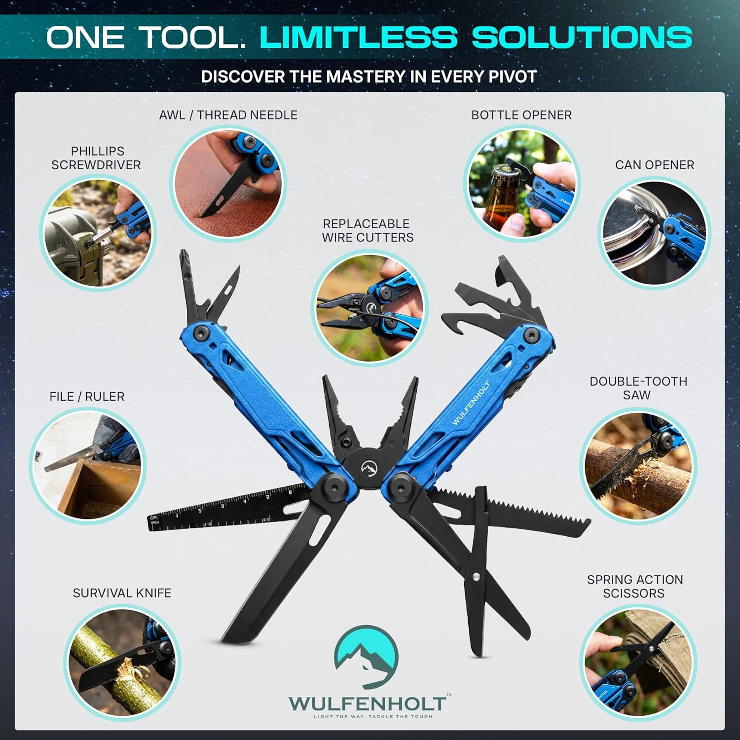 17-In-1 Multitool Pliers with Large Scissors | 6-In-1 Tactical Pen & Carabiners