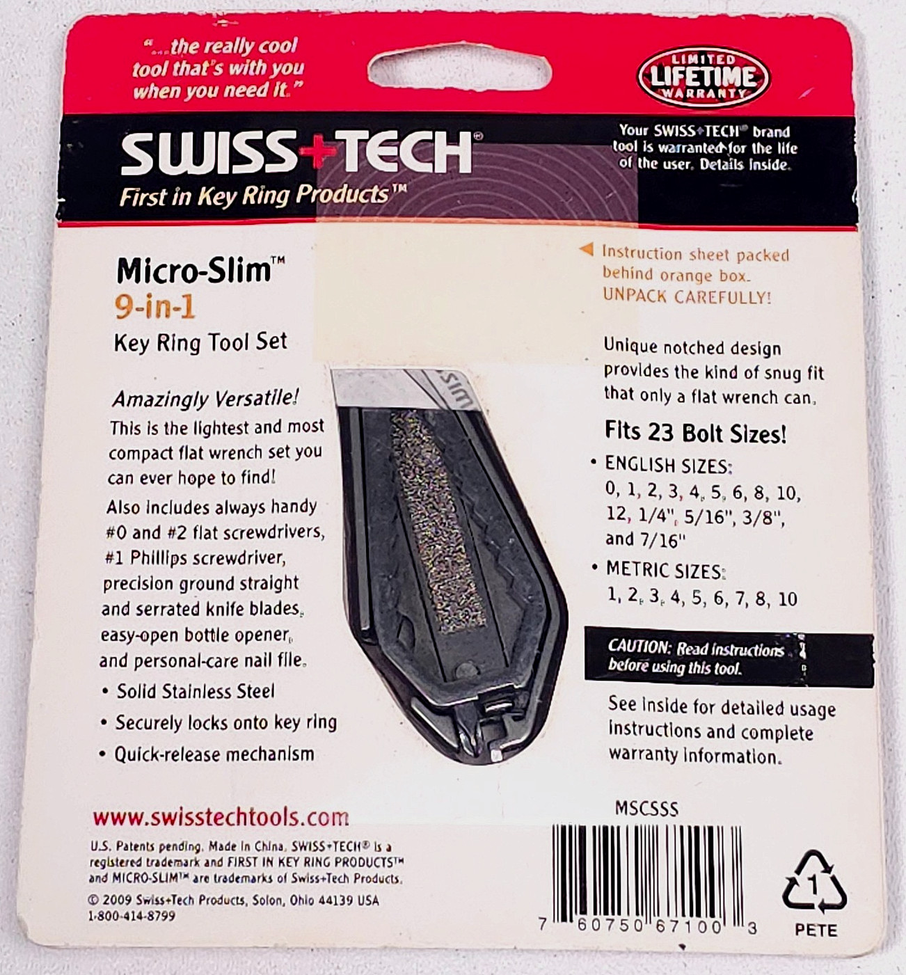NEW SEALED SWISS + TECH Micro-Slim 9 in 1 Multi Tool Stainless Steel MSCSSS