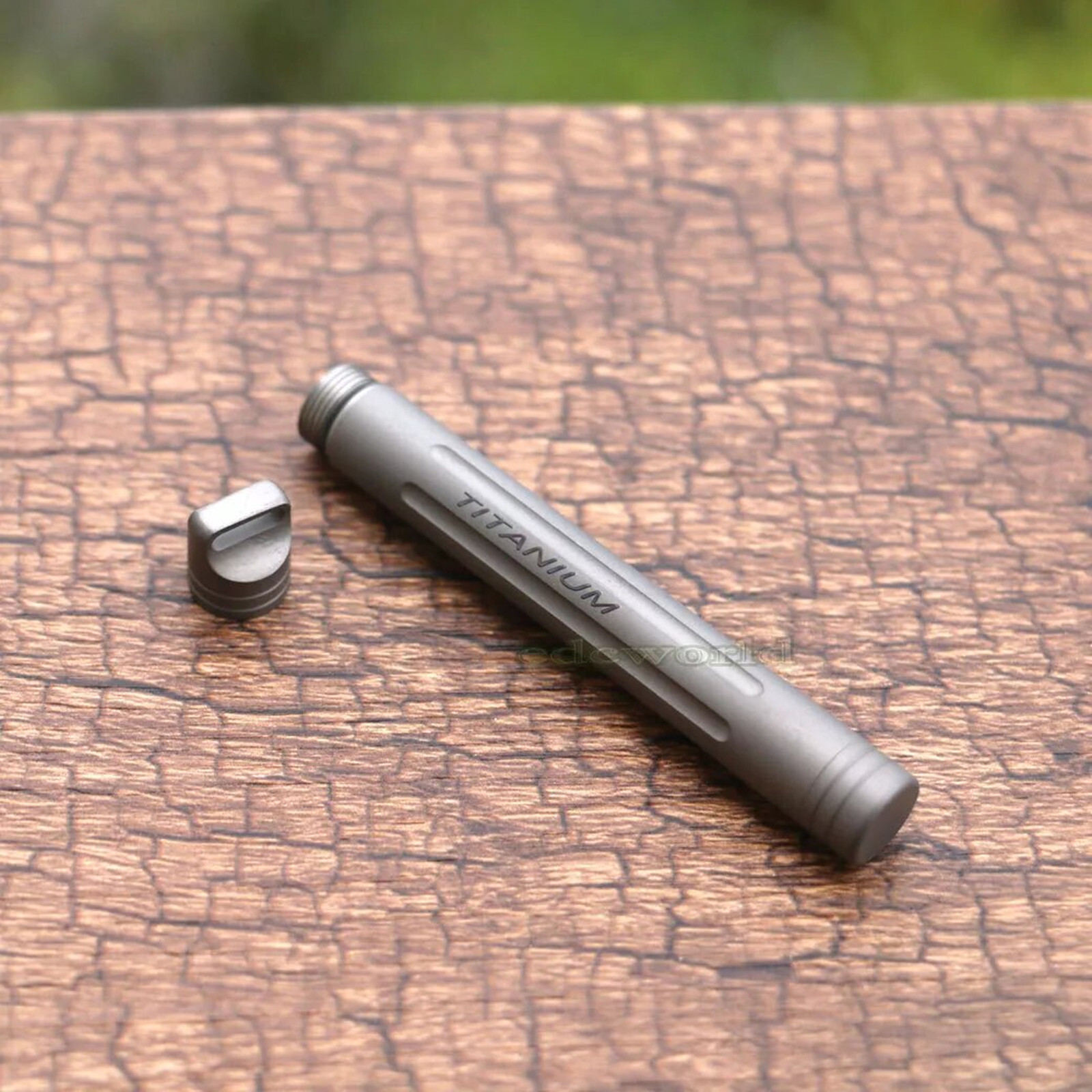 Titanium Waterproof Capsule Pill Box Toothpick Bottle Holder EDC Key Pendant