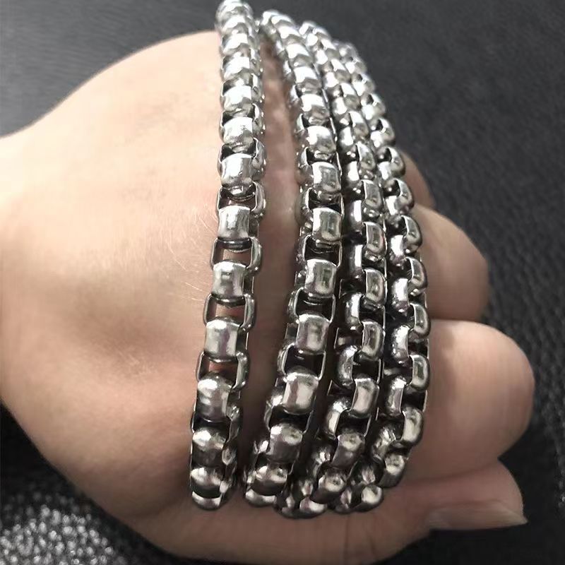 Mens Cuban Link Chain Tactical Bracelet Titanium Steel Defense Survival Necklace