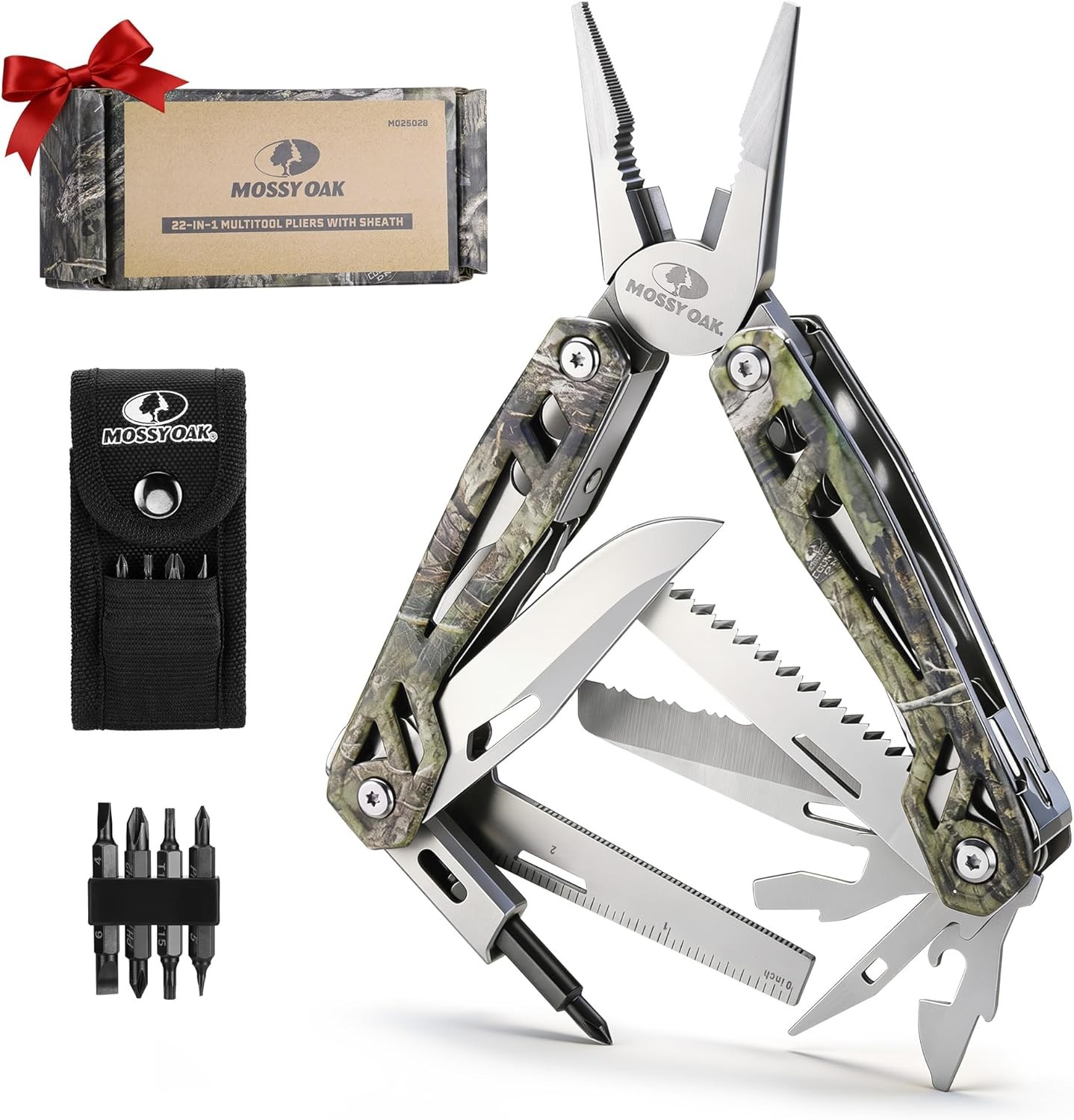 Camo Multitool,22-in-1 Stainless Steel Pliers with Screwdriver Sleeve