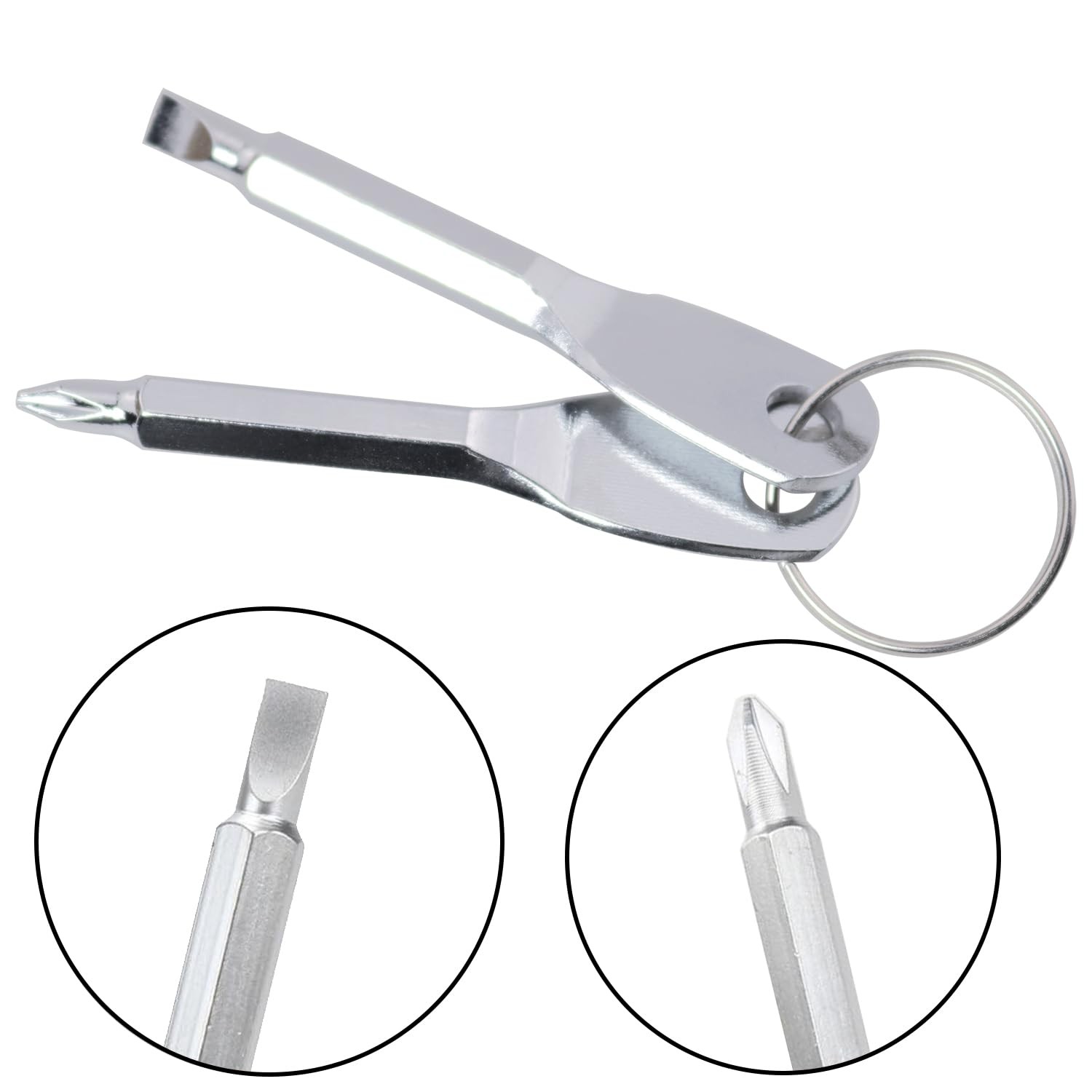 2Sets 4PCS Outdoor Portable Keychain Screwdriver Set Flathead Phillips Stainl…