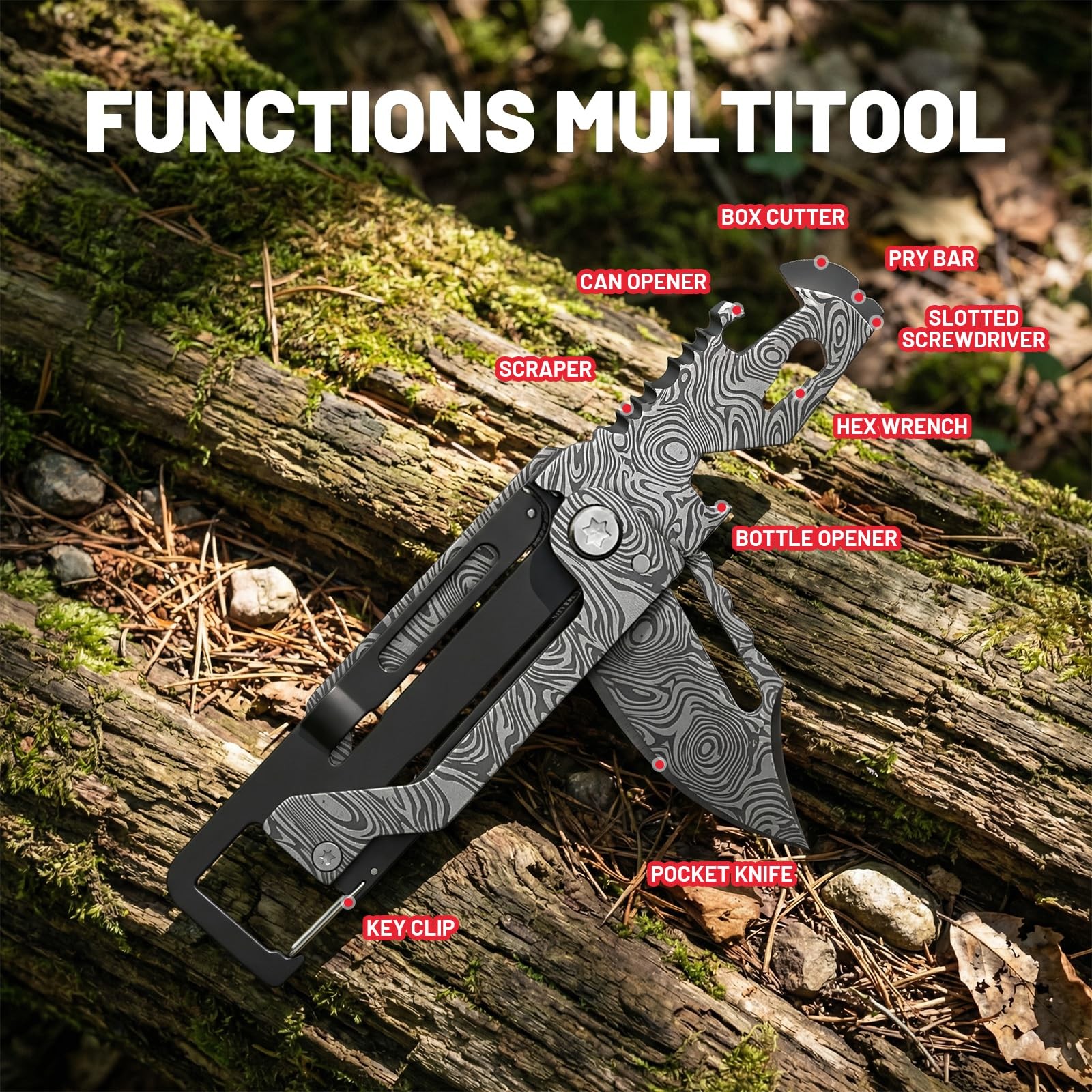 Versatile 9-in-1 Mini Multitool Knife for Camping, Hiking, Outdoor Use