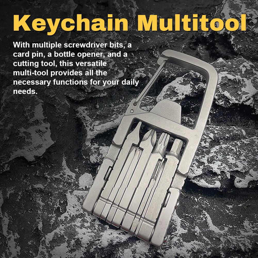Keychain Multitool Screwdriver Bit Foldable Bike Repairs Tool Stainless B3V5