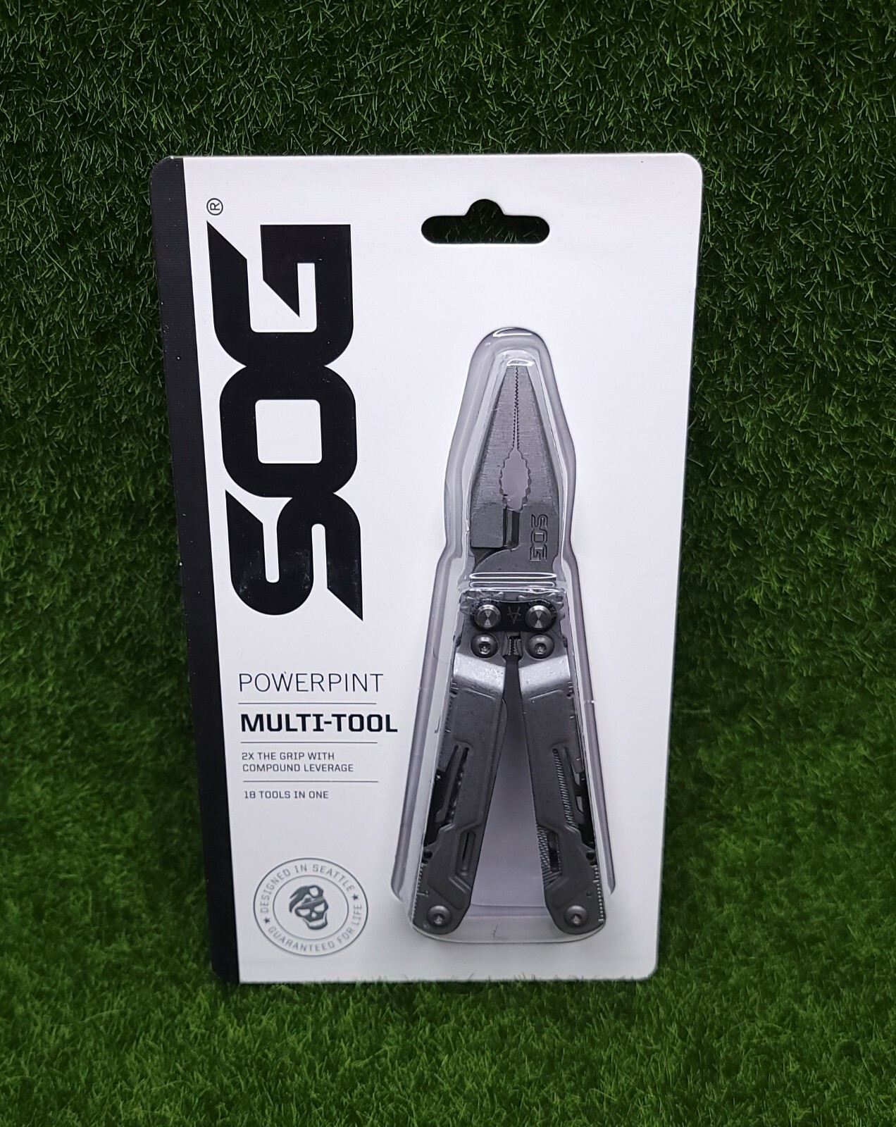 SOG Powerpint Silver Needlenose Pliers Scissors Knife MultiTool Pliers PP1001-CP