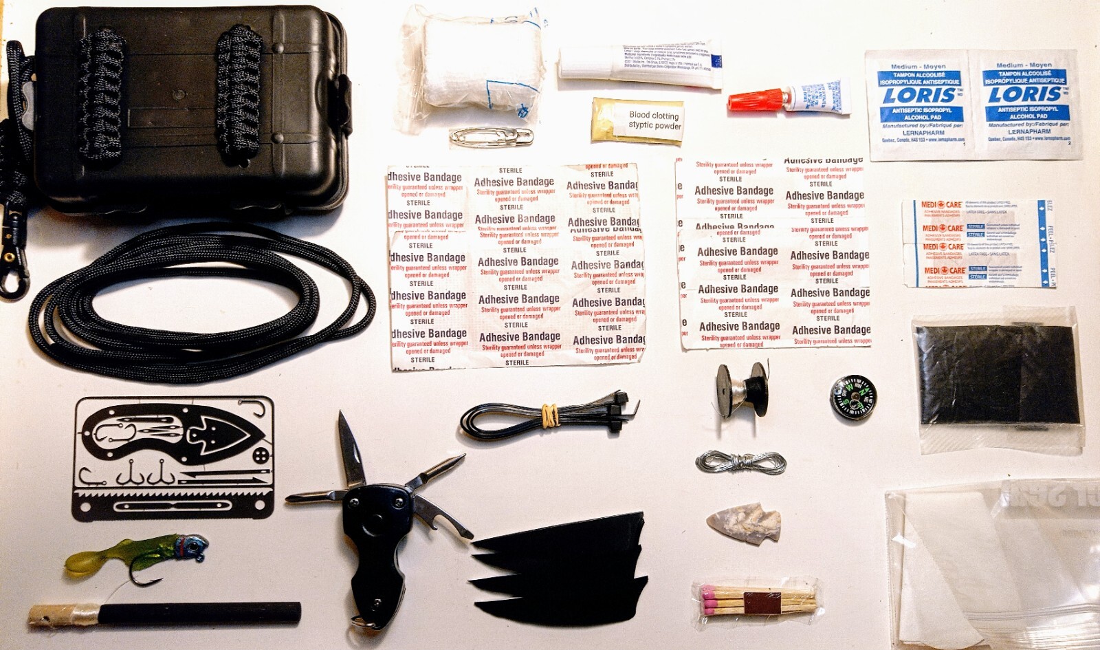 Mini Hardshell First-Aid And Survival Gear Bow And Arrow Kit With Over 60 Tools