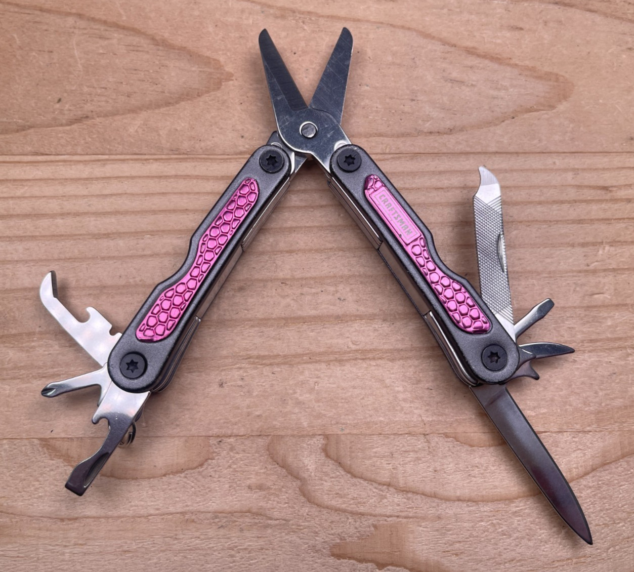 CRAFTSMAN 10-IN-1 Mini Pocket Multi Tool w/Pink Handle & Key Ring