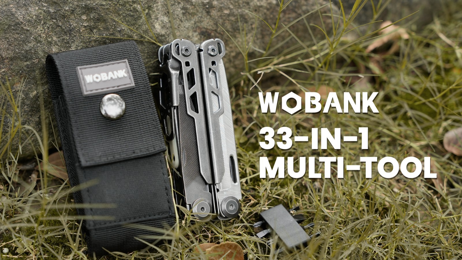 33-in-1 Stainless Steel Multitool Pliers, Damascus Pocket Knife & Nylon Sheath f