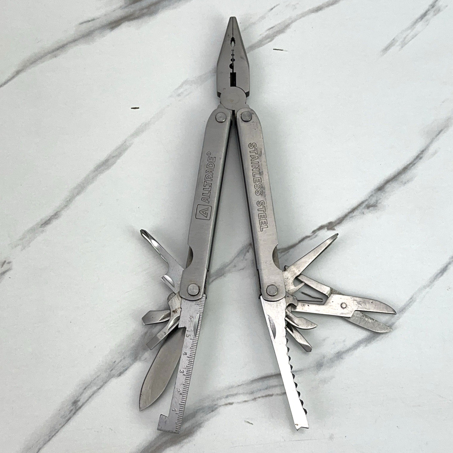 Alltrade 9-in-1 Stainless Steel Scissors Saw Knife Screwdriver Pliers Multi-tool