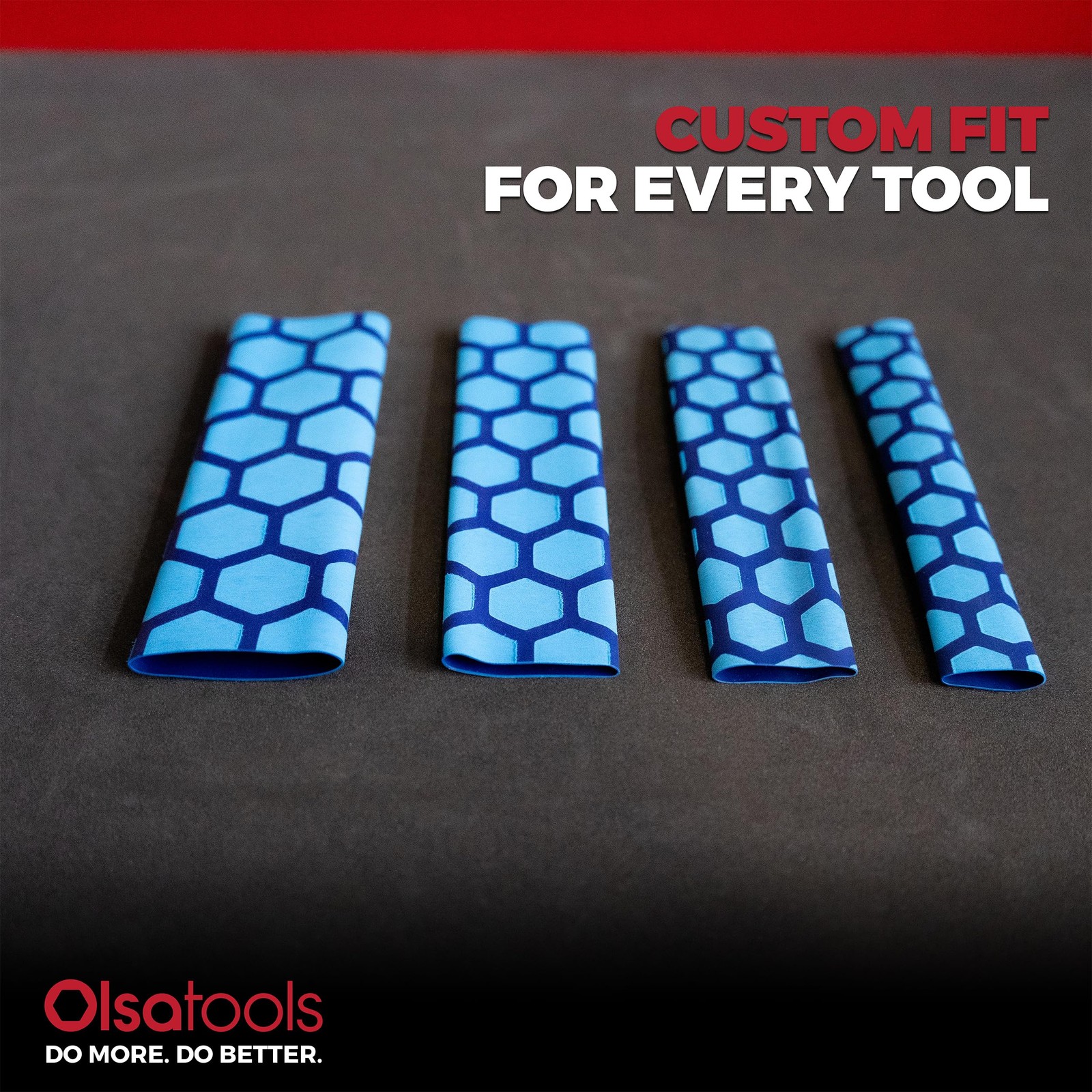 Heat Shrink Handles Blue – 4 Pack Tool Handle Grip Sleeves – Non Slip Hex Tex…