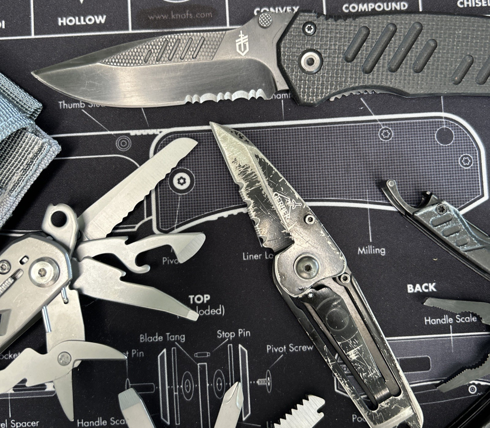 Gerber 1 Suspension W/Sheath / 1 Ridge/ 1 Swagger/ 1 Dime Compact Lot Of 4 GUC