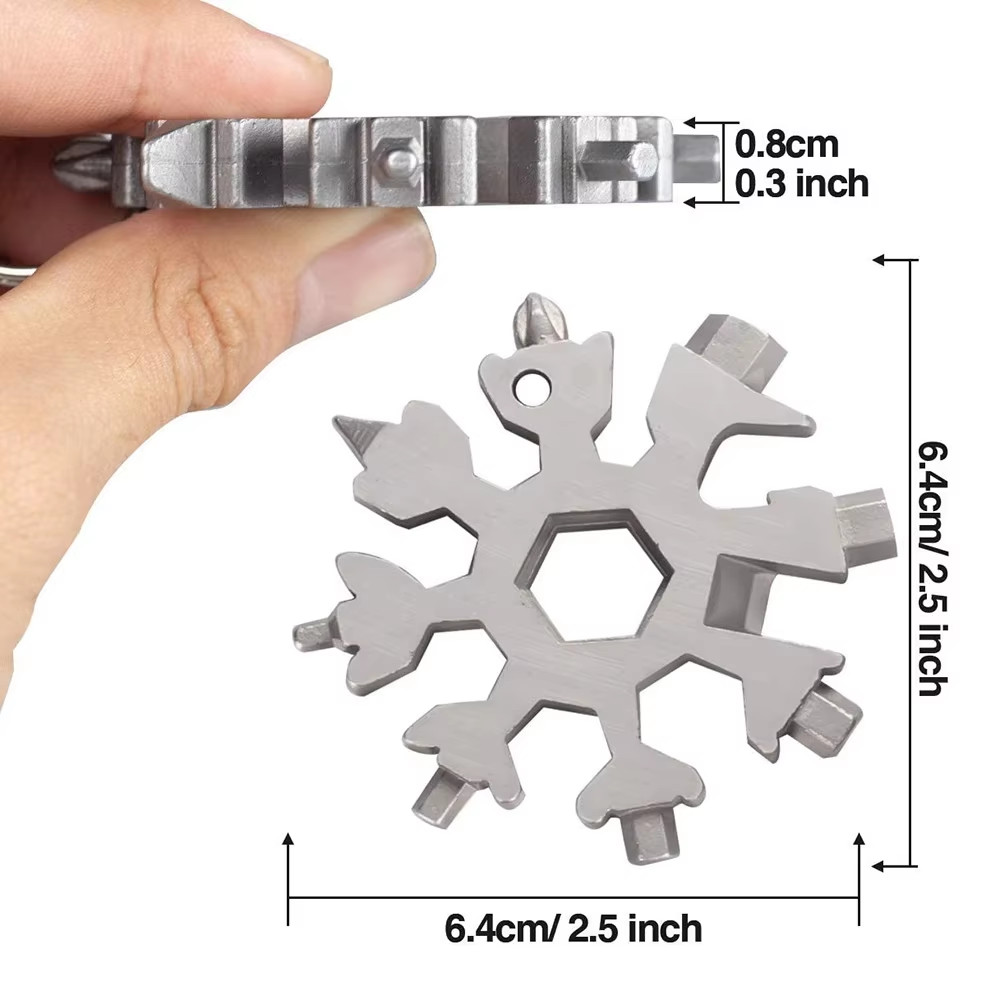 18-In-1 Stainless Snowflake Wrench Multi-Tool Popular Portable Steel Creative