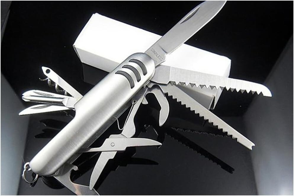 Multi Function Pocket Tools Chest Knife Stainless Steel with 11 features