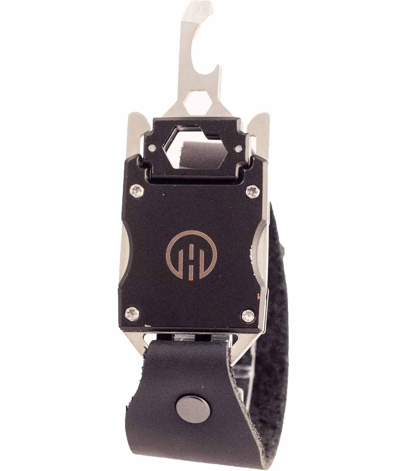 Higher Objects Finn – Multi Stainless Steel Tools Black Leather Bracelet