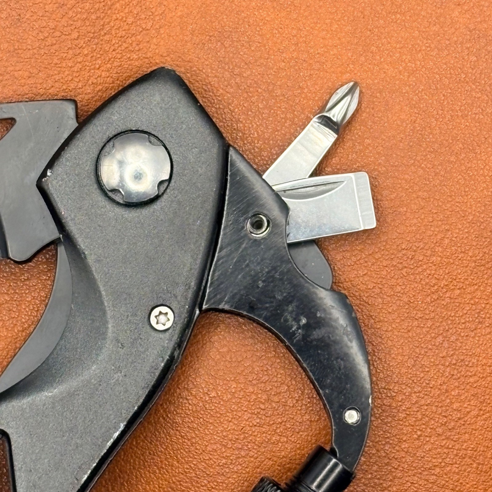 5 in 1 Carabiner Multi Tool Folding Knife Screwdriver Bottle Opener EDC #7