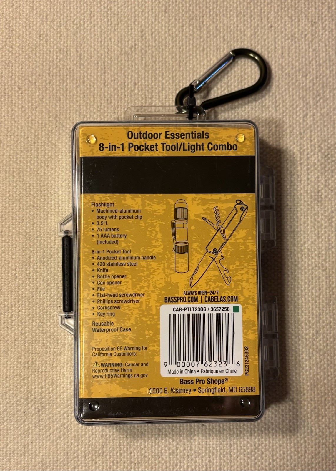 *BRAND NEW* Cabela’s Outdoor Essential gold 8in1 Pocket Tool/light Combo (#292)