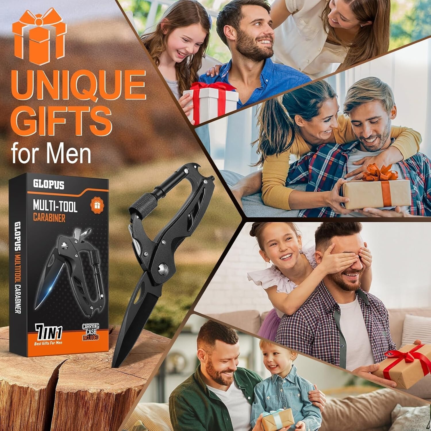 Multitool Carabiner Best Dad Ever Gift 6in1 Knife Opener Survival Gear
