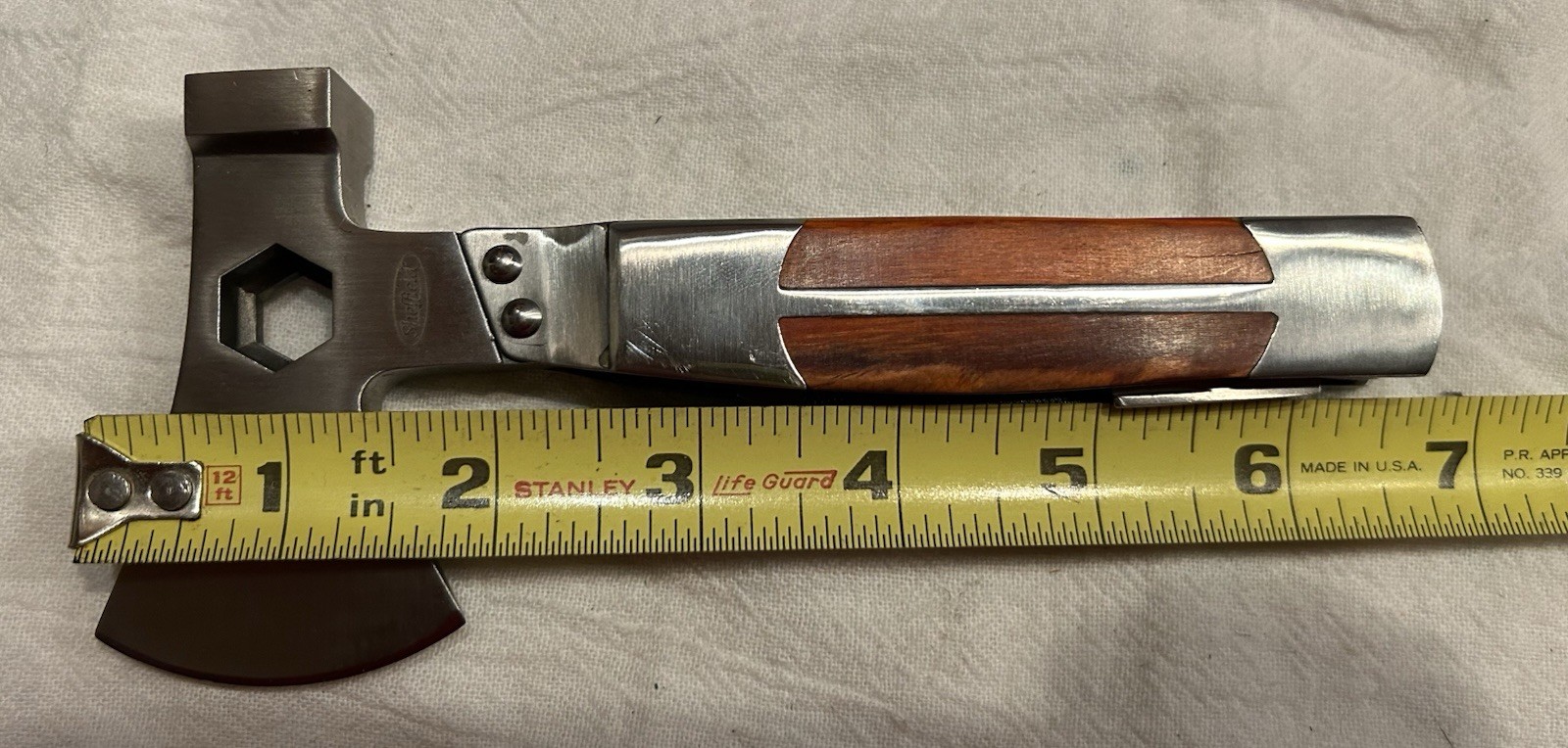 Sheffield Wood Multi Tool Hatchet Axe Screwdriver, saw, etc. Excellent condition