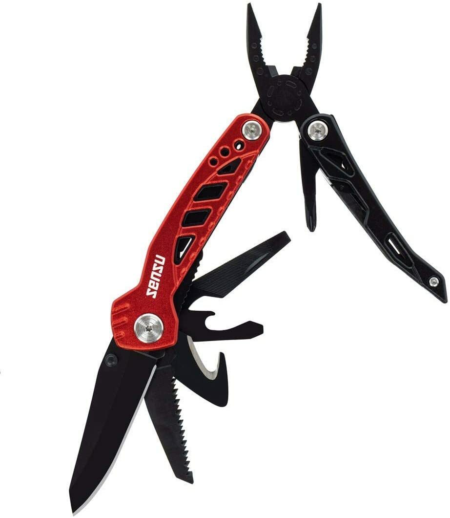 Aluminum Fishing Multitools (Pocket Size, E:11-in-1 Multi Tool – Red&Black)
