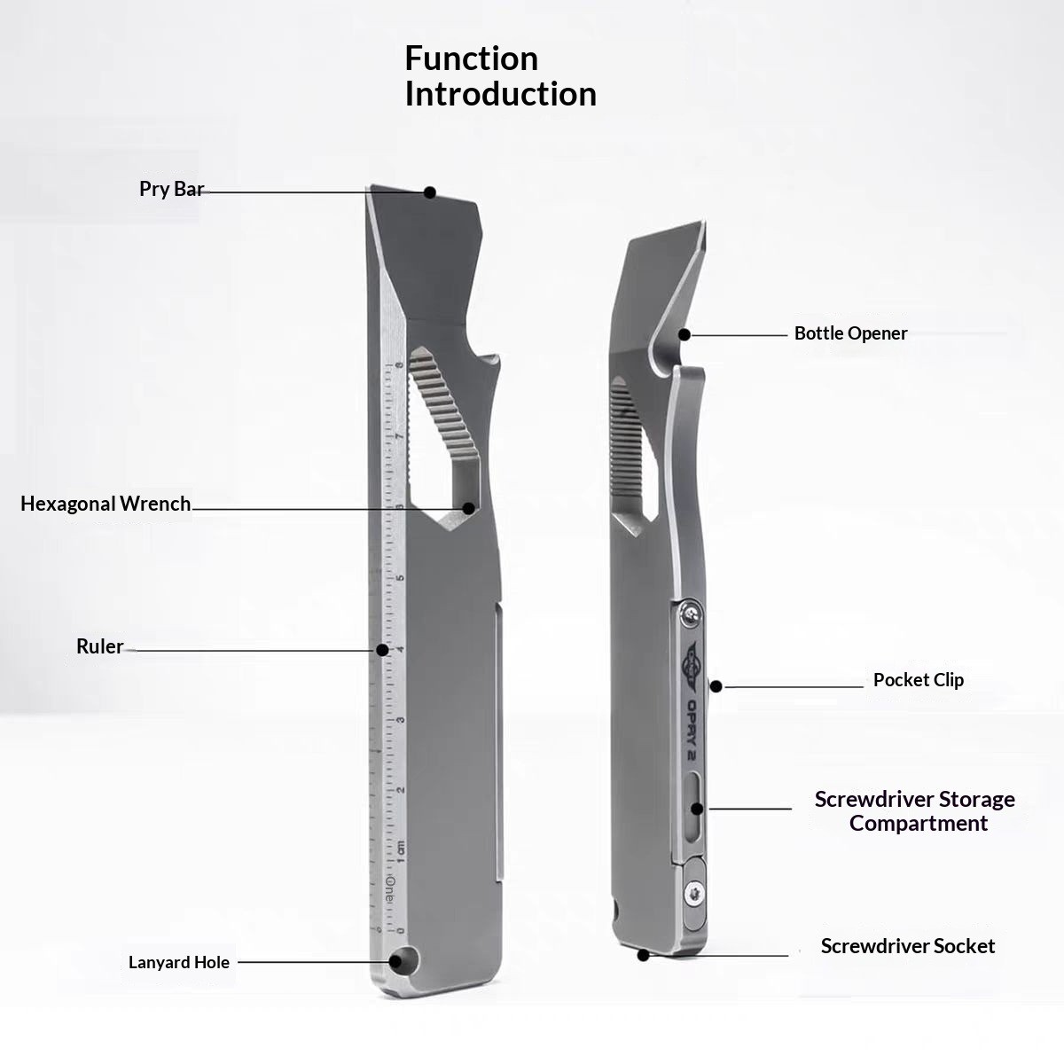 TC4 Titanium Alloy Pry Bar Hex Wrench Screwdriver – Back Clip EDC Multi Tool