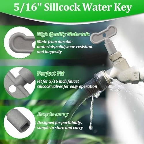 Water Key Sillcock 5/16″ – Outdoor Faucet Handle, Spigot Knob Keys, 6 Pack