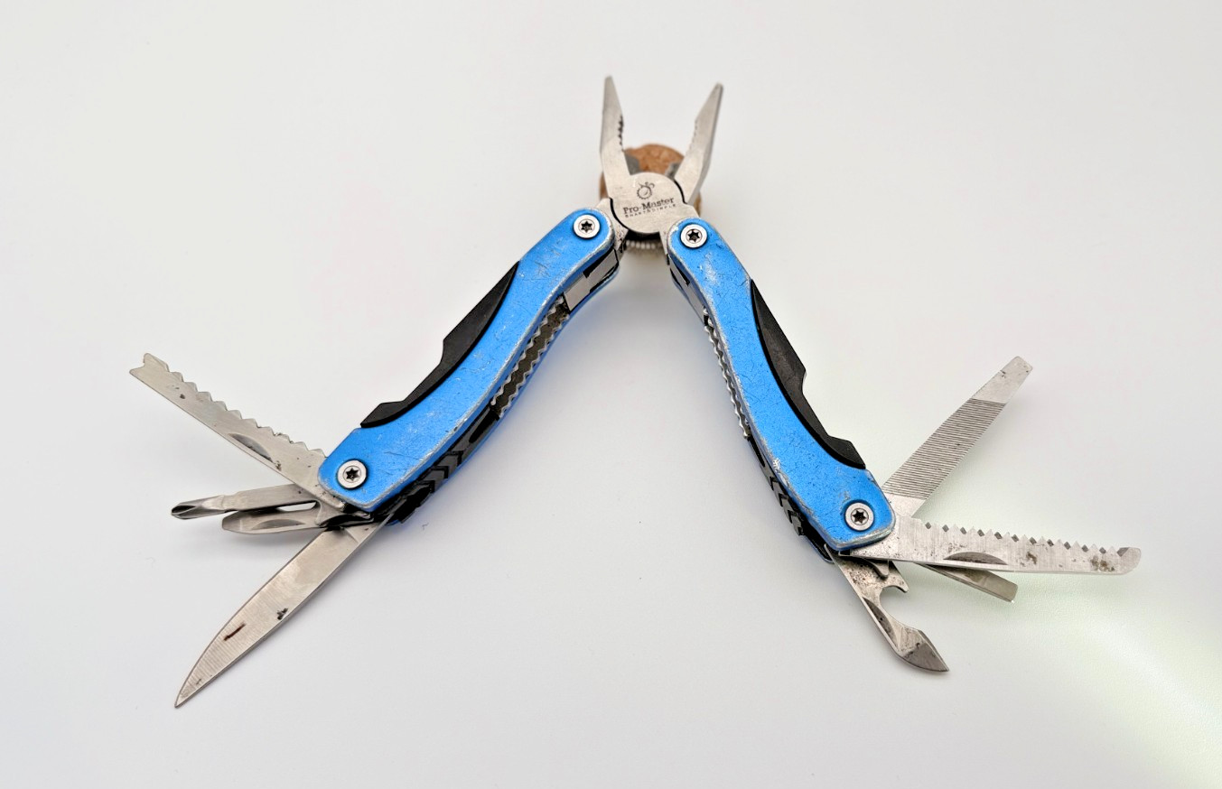 Pro-Master Blue Multi-Tool Pliers w/ Knife, Saw, File & Screwdrivers