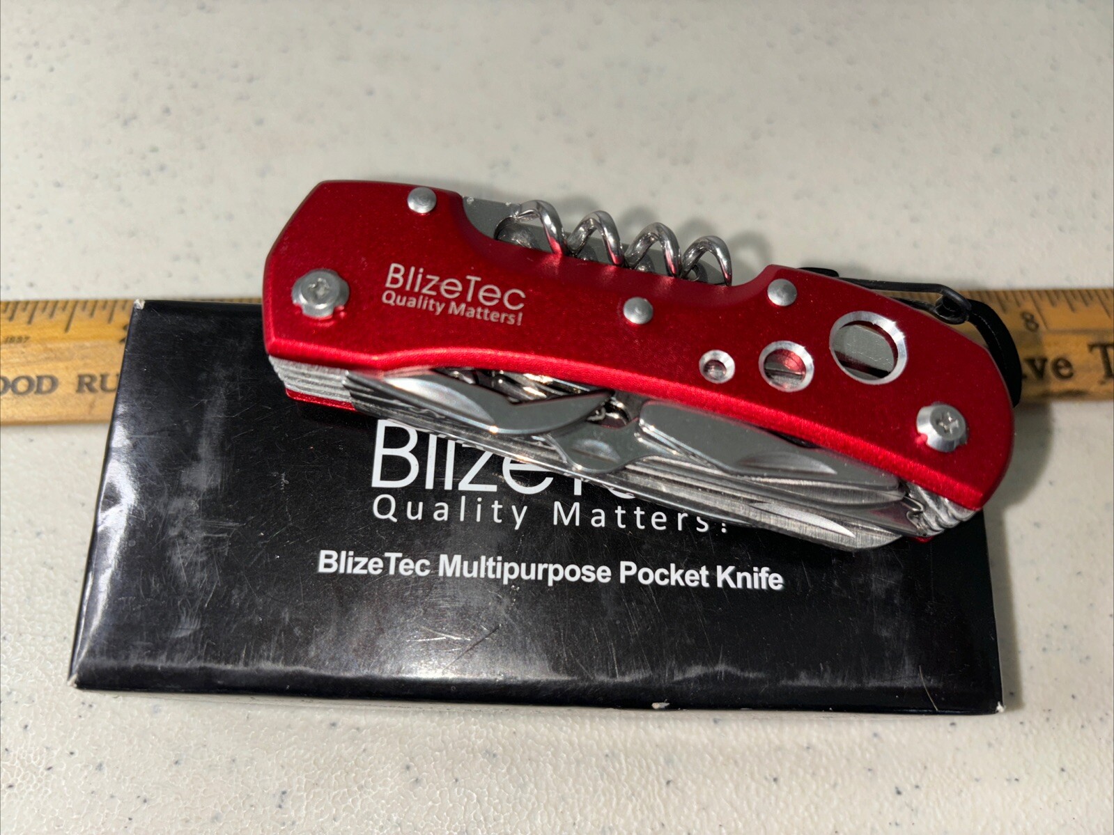BlizeTec 14 Functions Stainless Steel Multitool Pocket Folding Knife & Case NEW