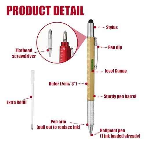 36 Pcs 6-in-1 Multitool Pen Set with Ruler, Level, Screwdrivers & Stylus – Gift