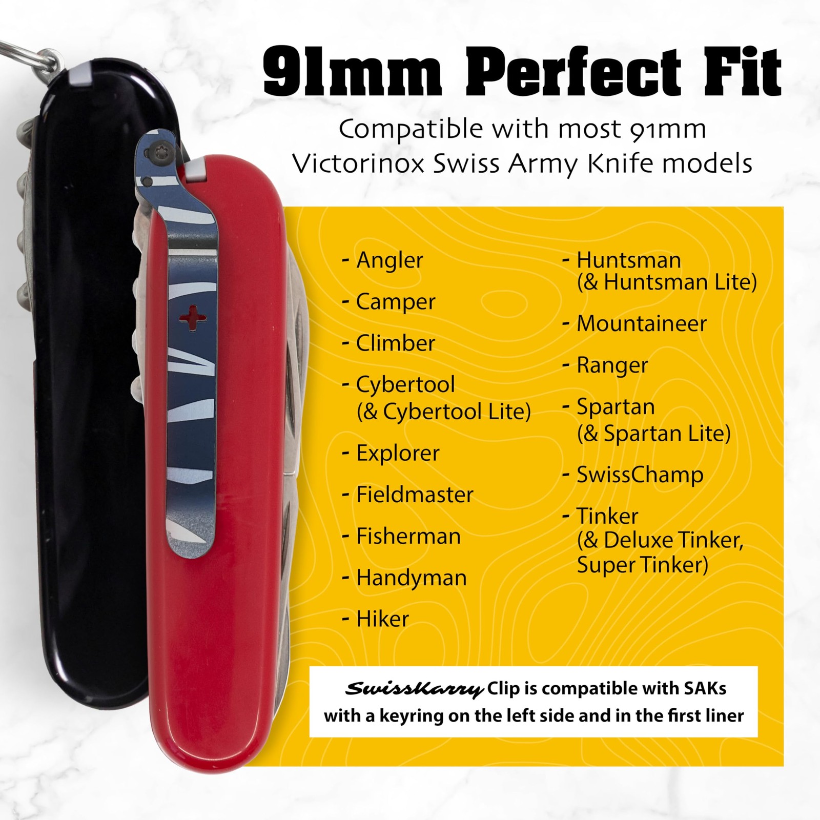 Clip for 91mm Victorinox Swiss Army Knife Models Zeb Black 5 Custom Designs