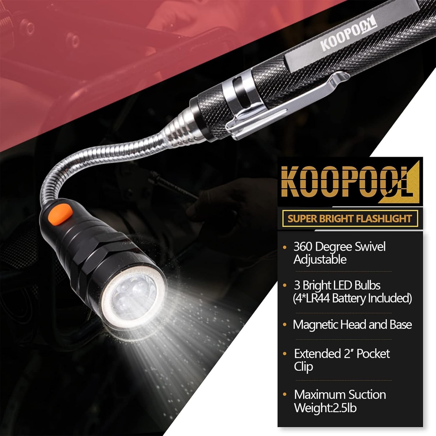 Telescoping Magnetic Pickup Tool Set, Inspection Mirror Telescoping, LED Flashli