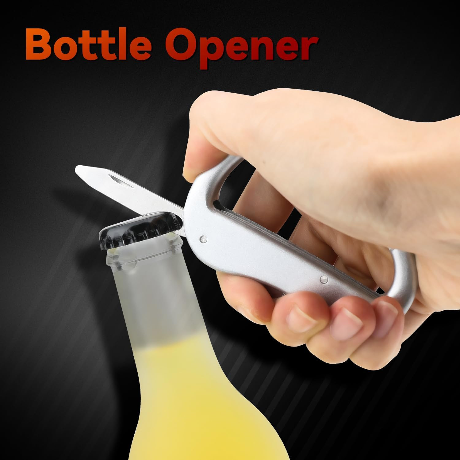 Multitool Carabiner with Pocket Knife, Bottle Opener,Nail File,Small Scissors,Ed