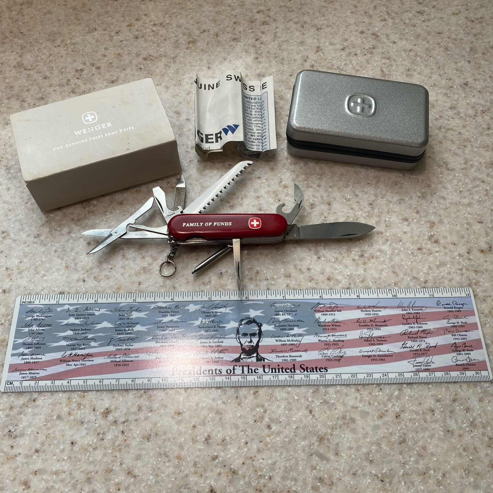 Wenger Handyman Red Swiss Army Knife 85mm 14 Function 11 Tool 4 Layer Rare (94)