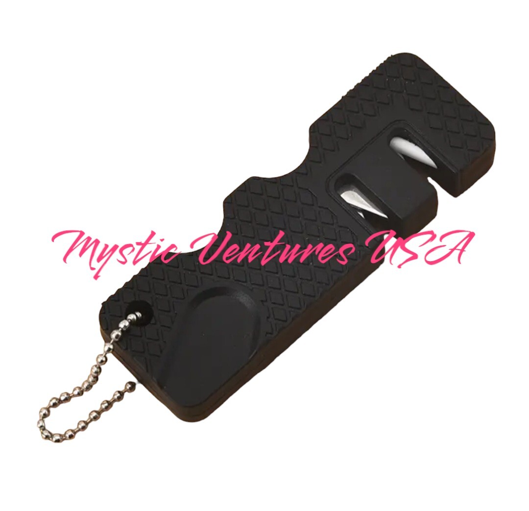 Ceramic Steel Dual Pocket Knife Sharpener KeyChain Survival Gear Hiking Camping