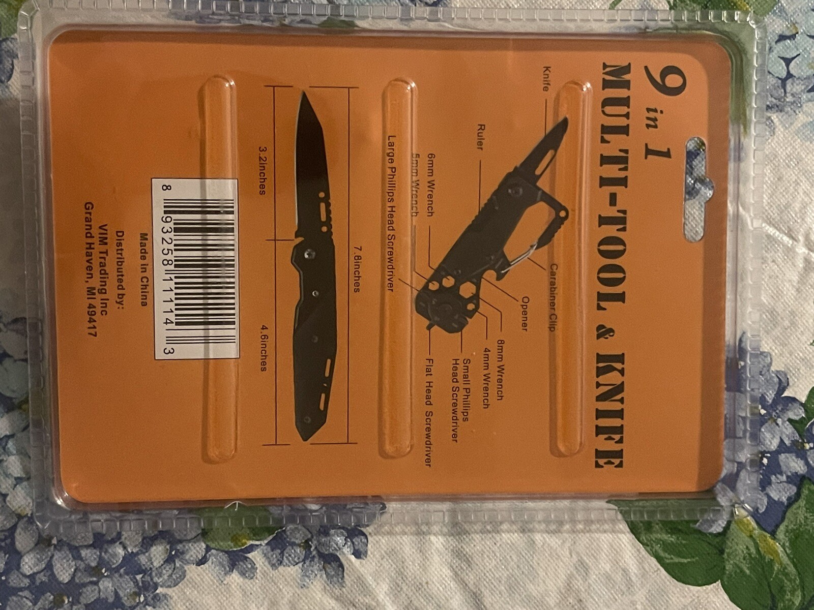 9-In-1 Pocket Knife, Multi tool, Black, Unbranded, New In Package.