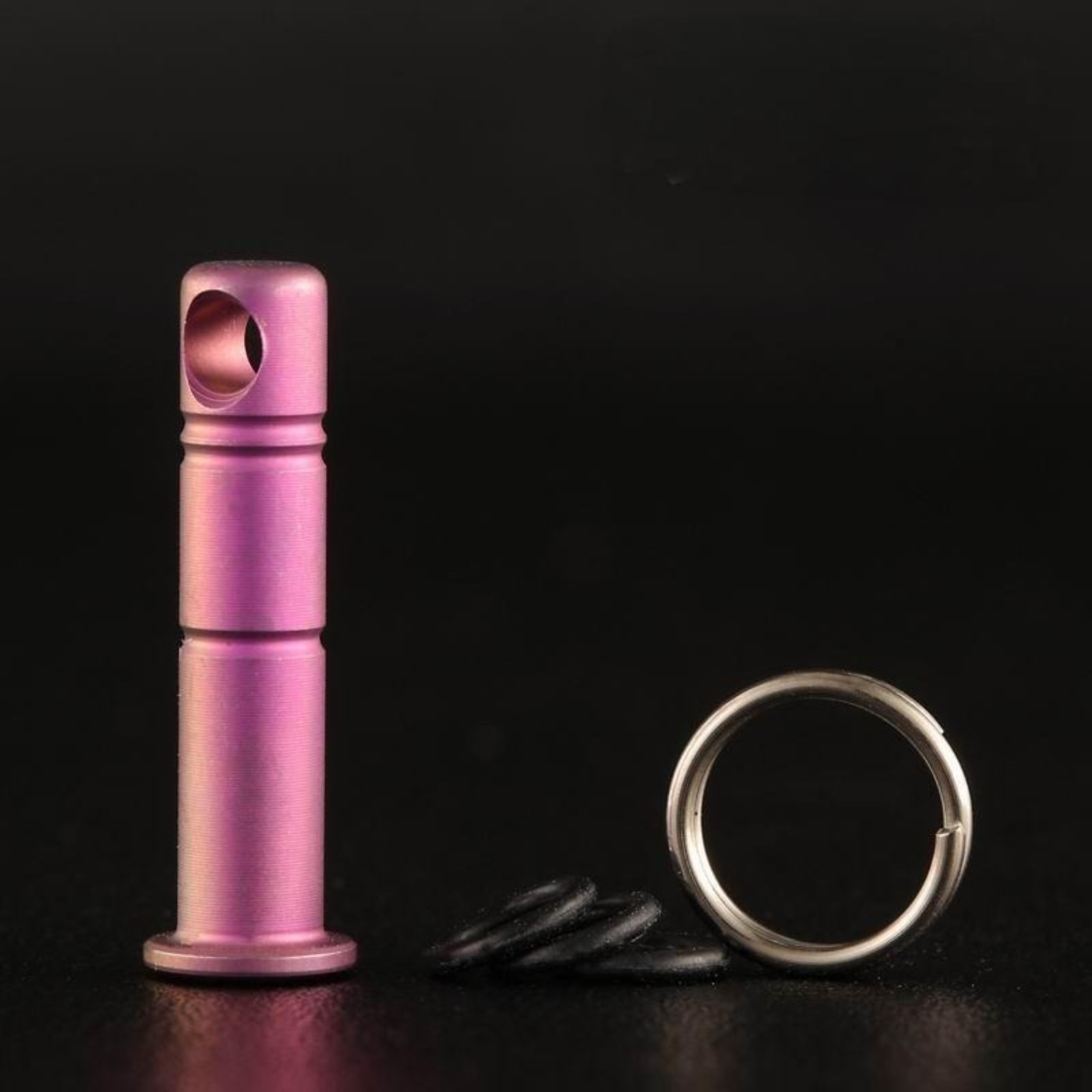 Titanium Lanyard Bead Bolt Holder With Split Ring Keychain Necklace Pendant DIY