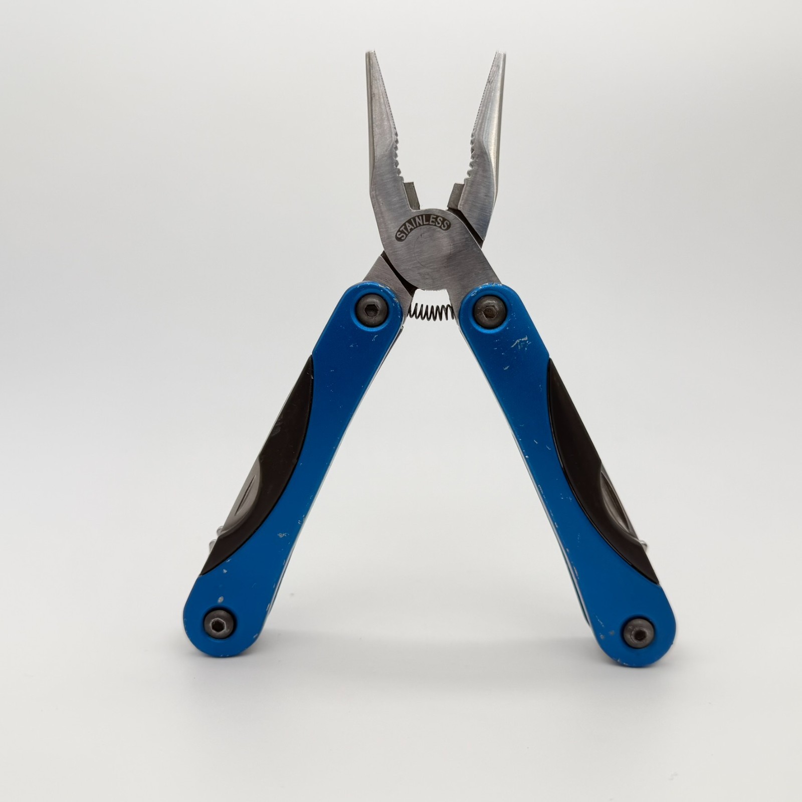 Husky 13-in-1 Tactical Multi-Tool Blue Anodized Aluminum Handle Folding Pliers