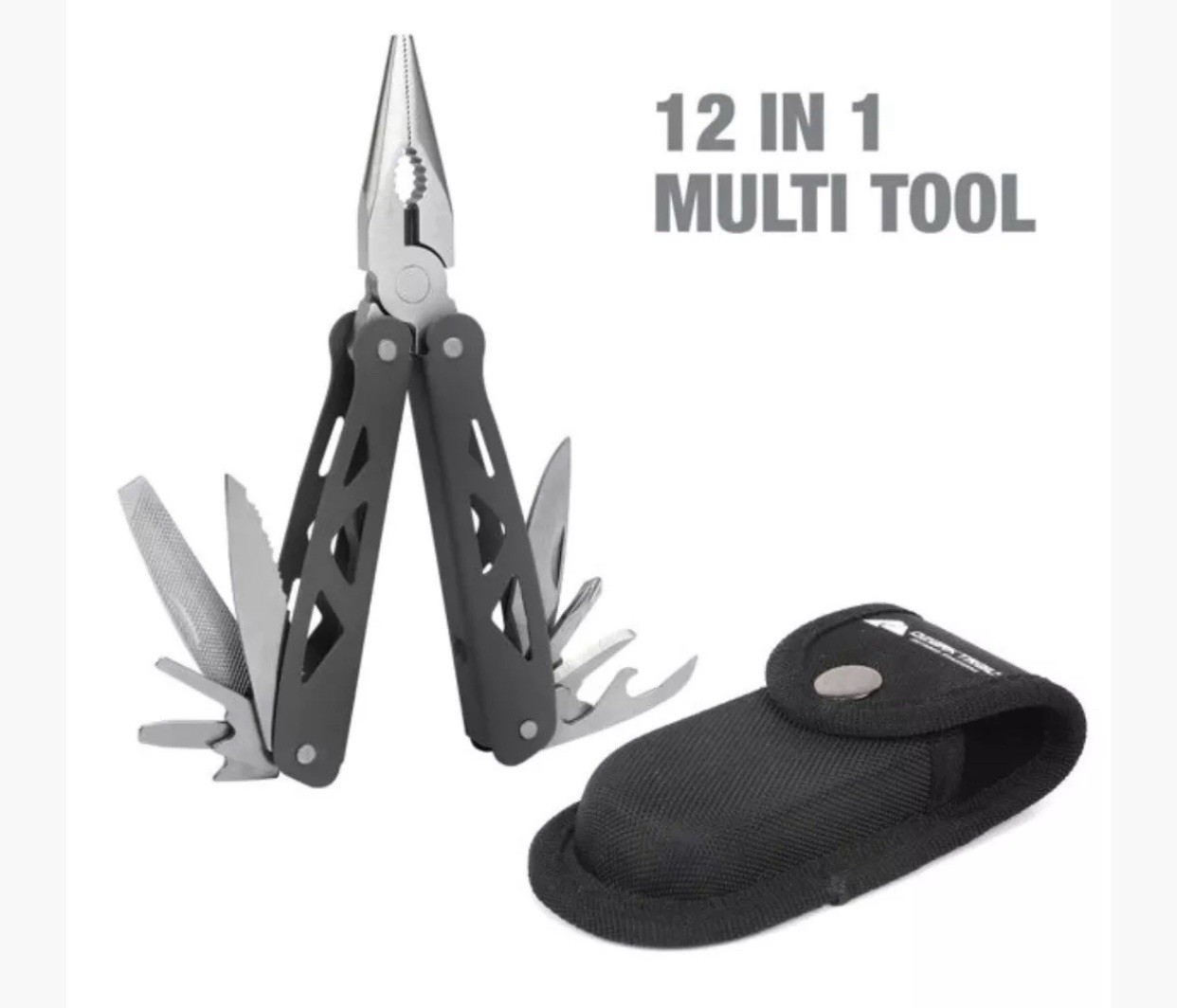 Ozark Trail Multi-Tool with Sheath Silver 12-in-1 Pliers Wire Cutter Knife Saw