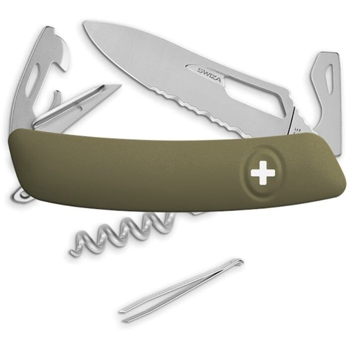 Swiza SH03 Tool Multi Knife Stainless Blade Olive Synthetic Handle KST.0036.1050