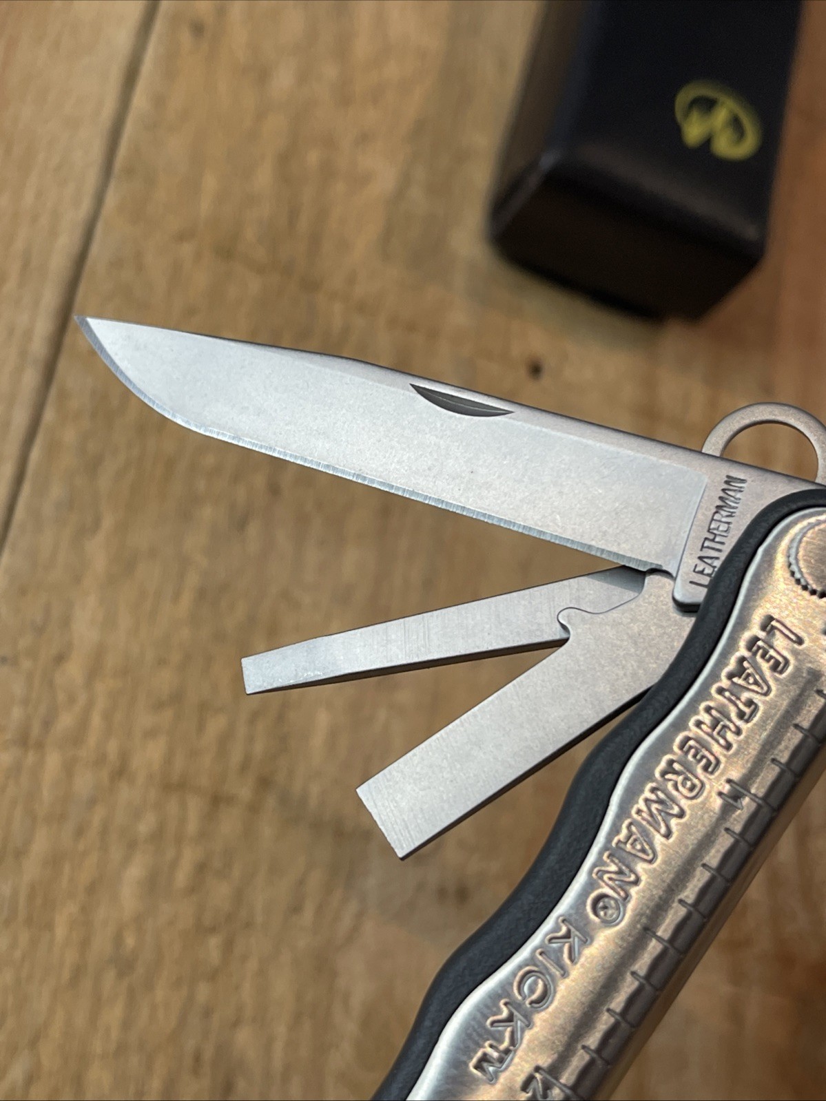 Leatherman KICK multitool. New, with vintage Leather Snap belt sheath Mint Knife