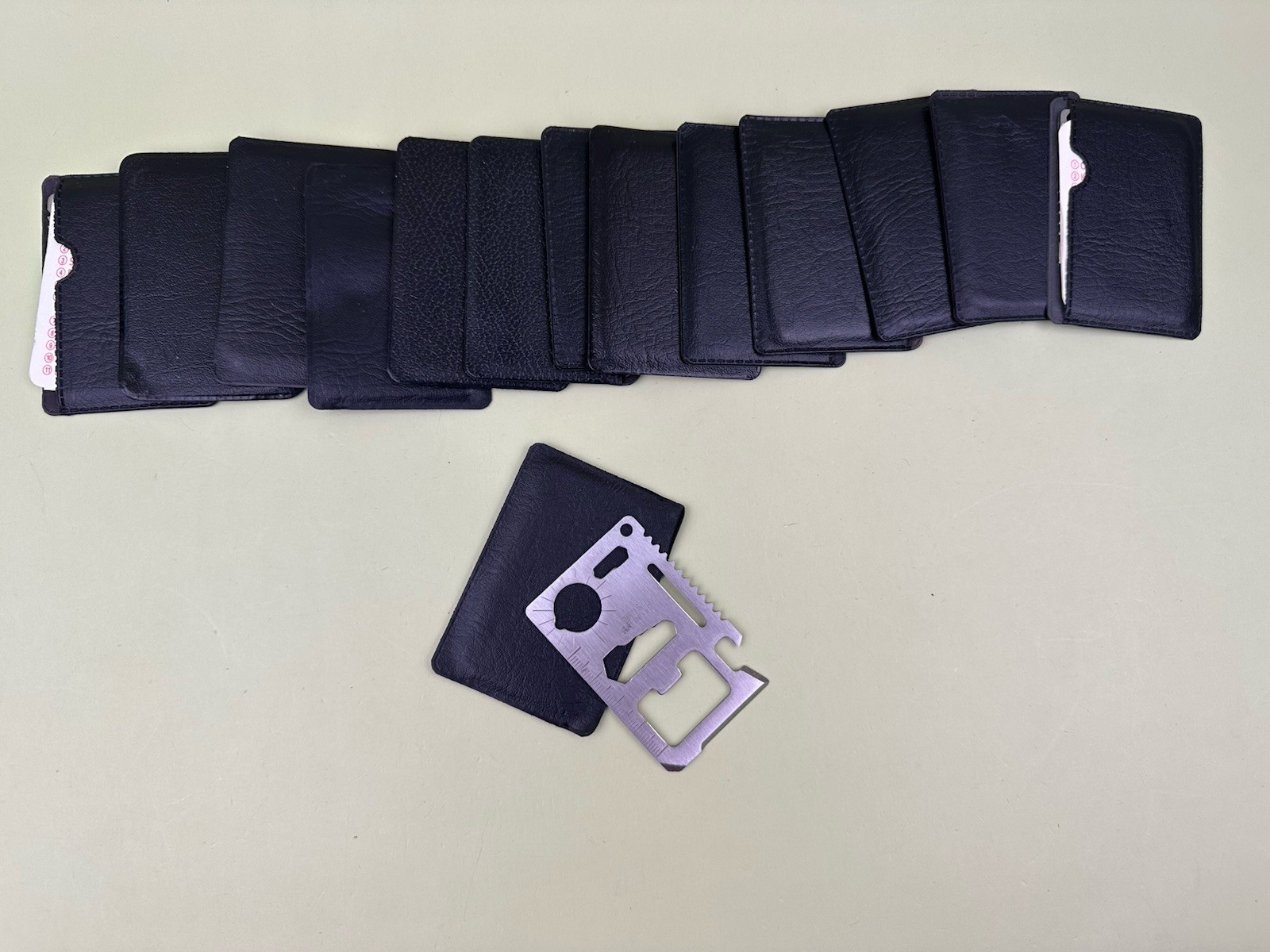 Lot Of 14 Stainless Card Multi Tool Utility Tools In Sleeves