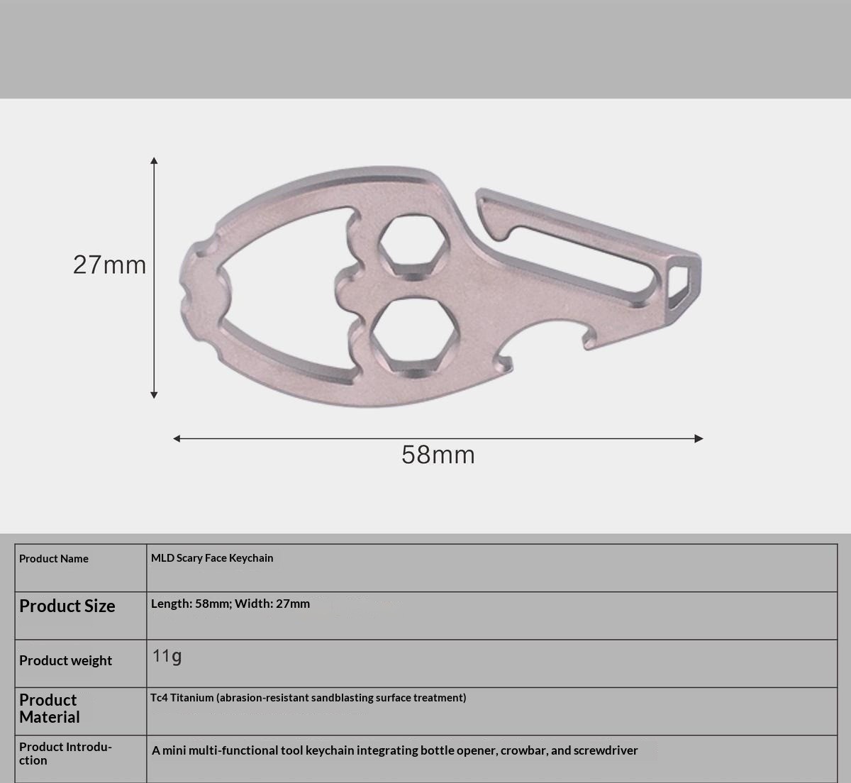 TC4 Titanium Alloy Buckle 3in1 EDC Tool – Crowbar/Bottle opener/Wrench