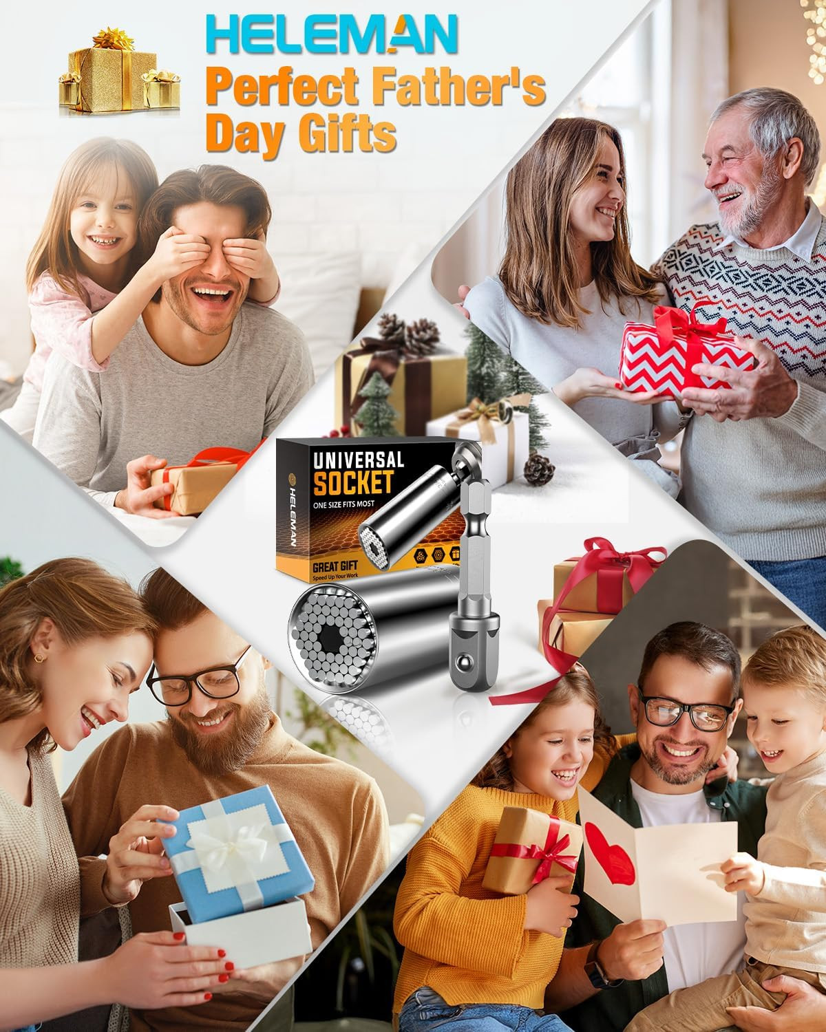 Fathers Day Dad Gifts from Daughter Son, Super Universal Socket Tools Gifts for