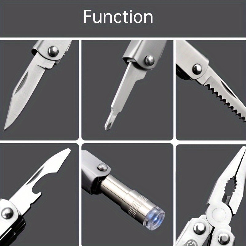 Folding 8-in-1 Outdoor Multi Tool Stainless Steel Pocket Knife Multitool Pliers