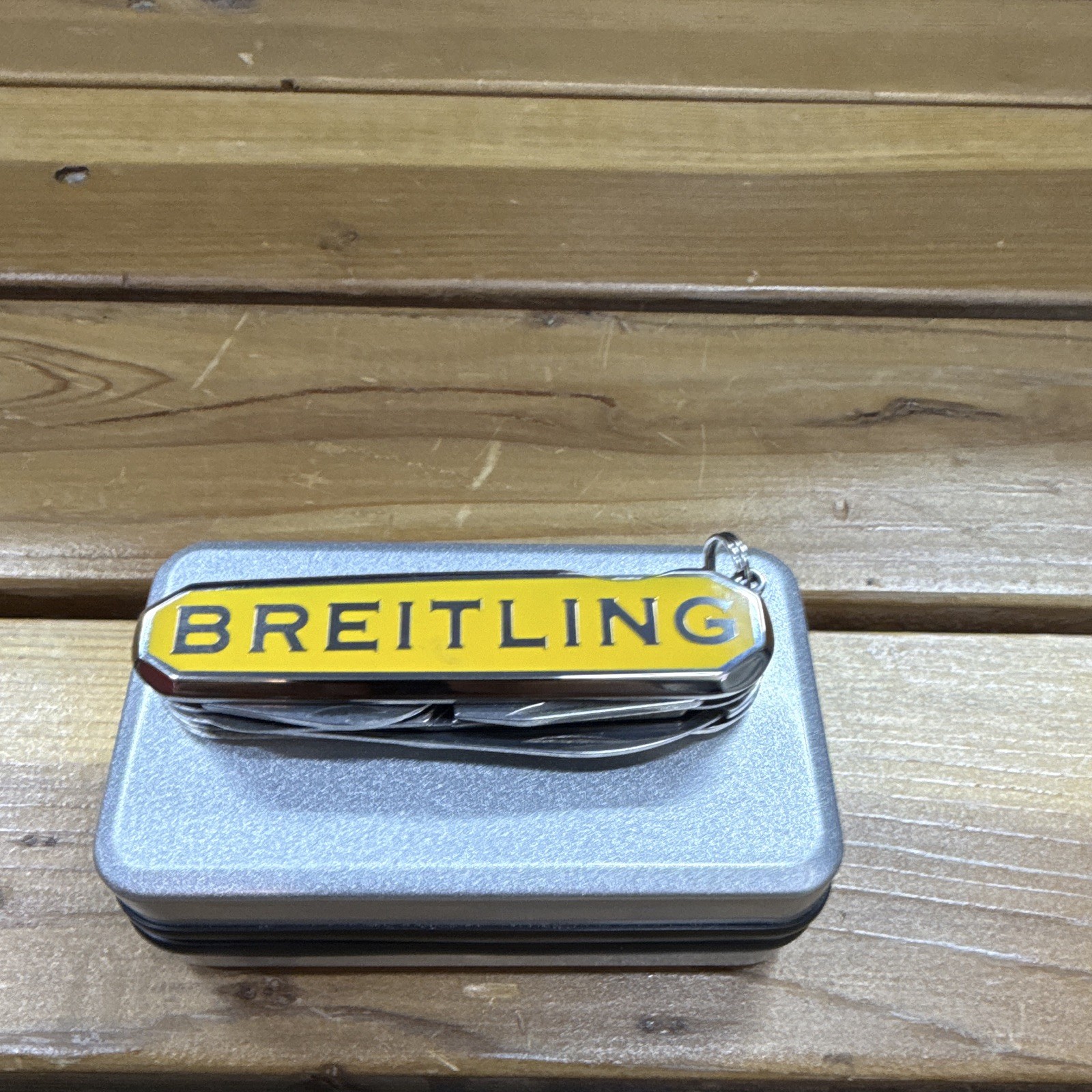 Wenger Breitling Multi-Tool 7-Tool Keyring Yellow/Silver 2.5in SS Blade