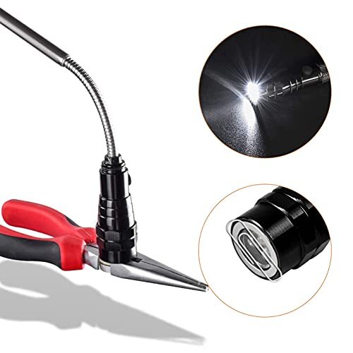 Gifts for Dad&Men Fathers Day-Magnetic Pickup Tool with LED, Telescoping Black