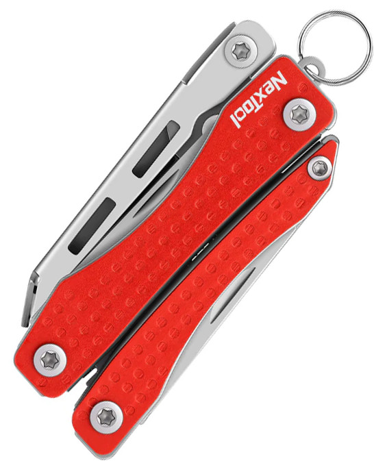 NexTool Mini Flagship Multitool Plier Scissors Openers File Flat Head Red Handle